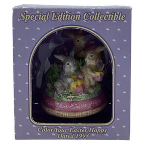 Vtg 1998 American Greetings Rabbits Figurine Collectible Color Your Easter Happy